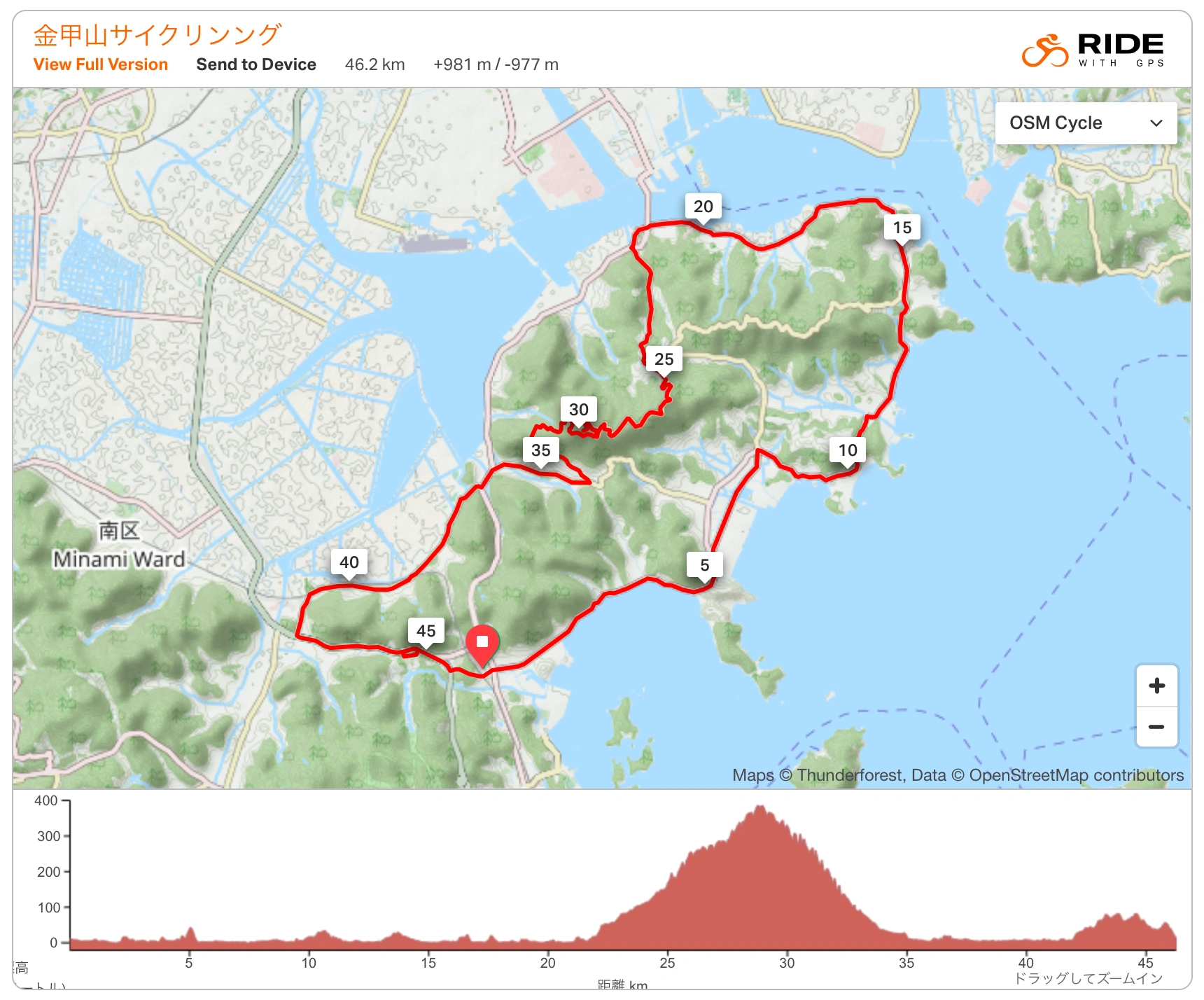 金甲山サイクリングMAP