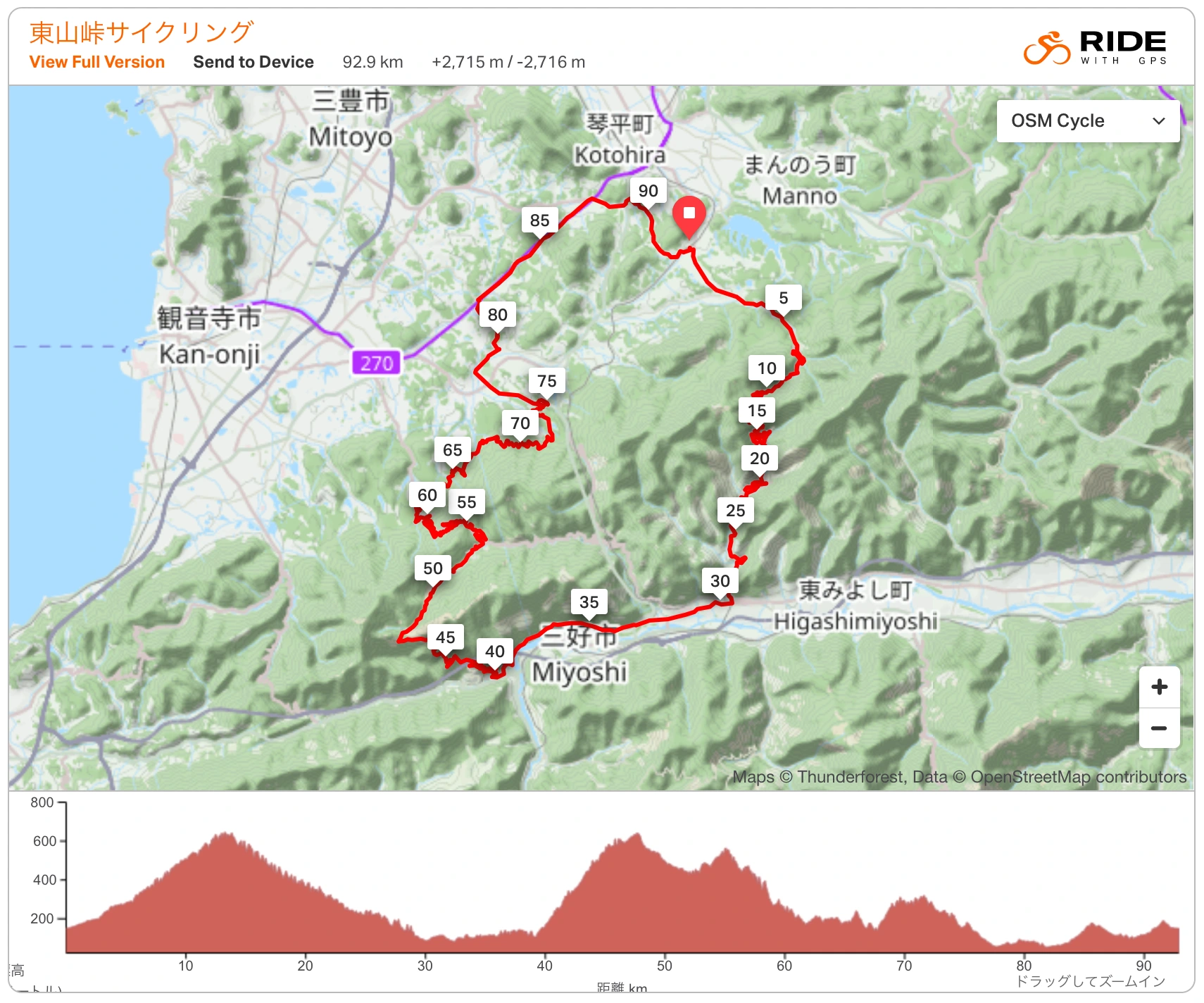東山峠サイクリングMAP
