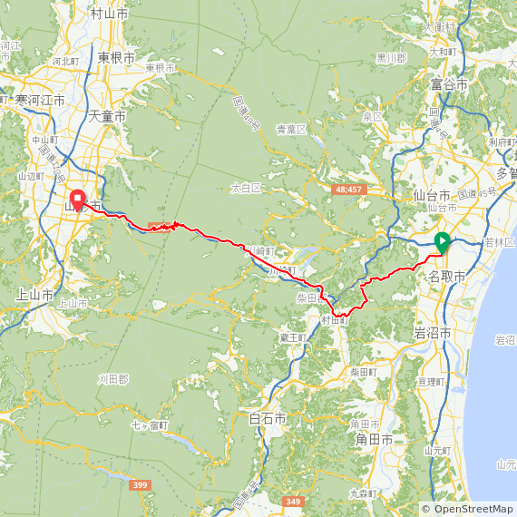 笹谷峠サイクリングMAP