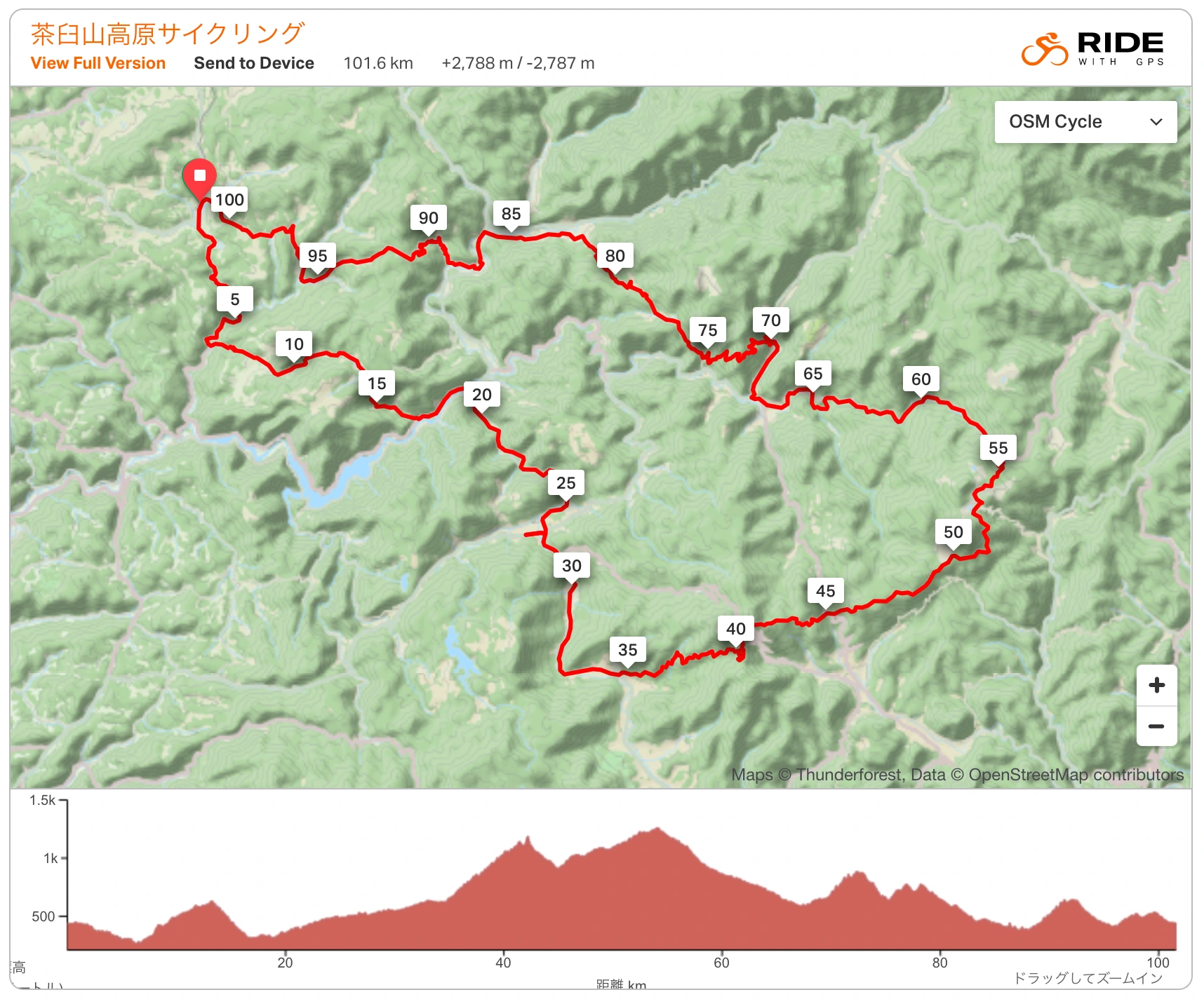 茶臼山高原サイクリングMAP